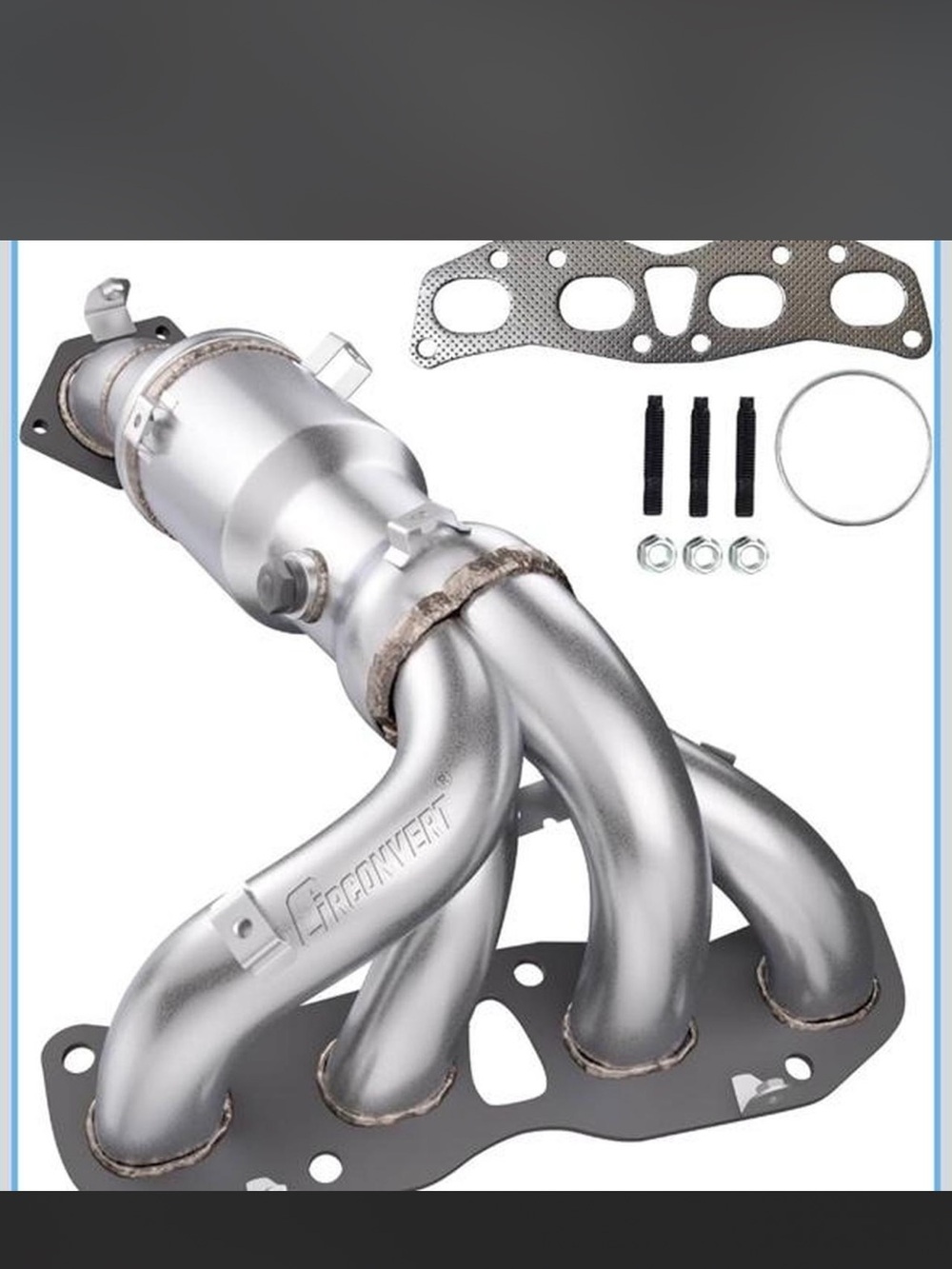 Silver Exhaust Manifold Header with Catalytic Converter - Men Accessories